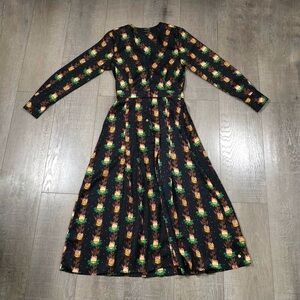 SCOTCH & SODA Maison Scotch V-Neck Button Down Long Sleeve Midi Dress